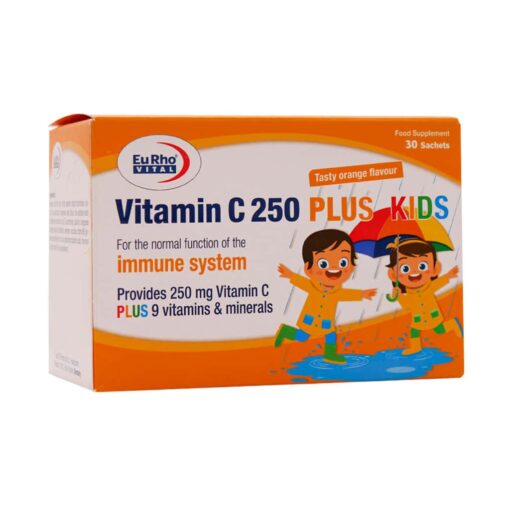 ساشه ویتامین سی C 250 میلی گرم پلاس کیدز یوروویتال 30 عدد