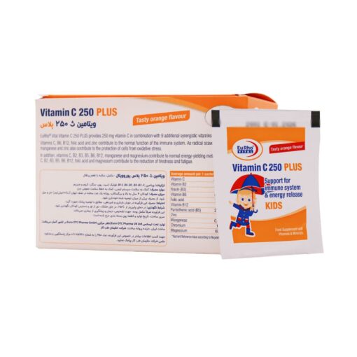 ساشه ویتامین سی C 250 میلی گرم پلاس کیدز یوروویتال 30 عدد - Image 2